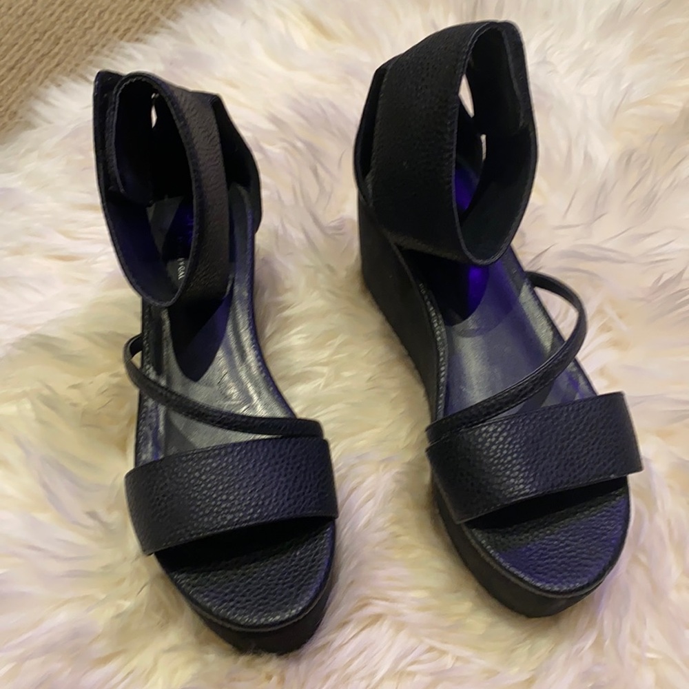 SHOE CULT NASTY GAL BLACK PLATFORM SANDAL WEDGE